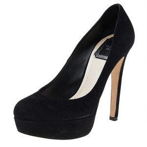 Christian Dior Black Suede Platform Pumps in Black Size 37